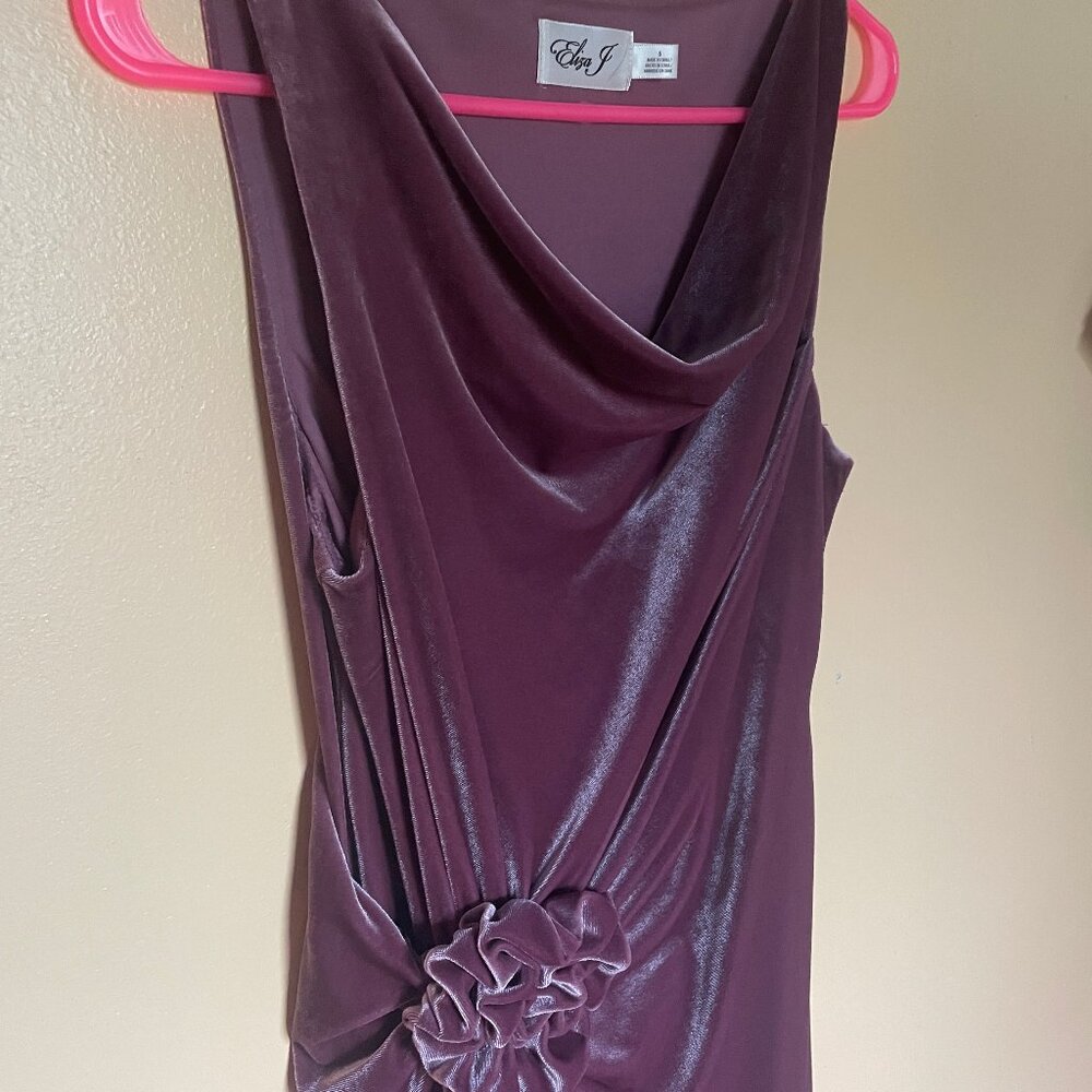 Eliza J Asymmetrical Velvet Midi Dress Dusty Rose Pink 6